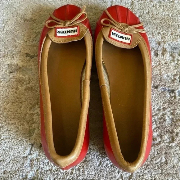 Hunter Rubber Red Jaylen Waterproof Duck Shoes Ballet Flats Loafers Slip On: 5 - Picture 6 of 8